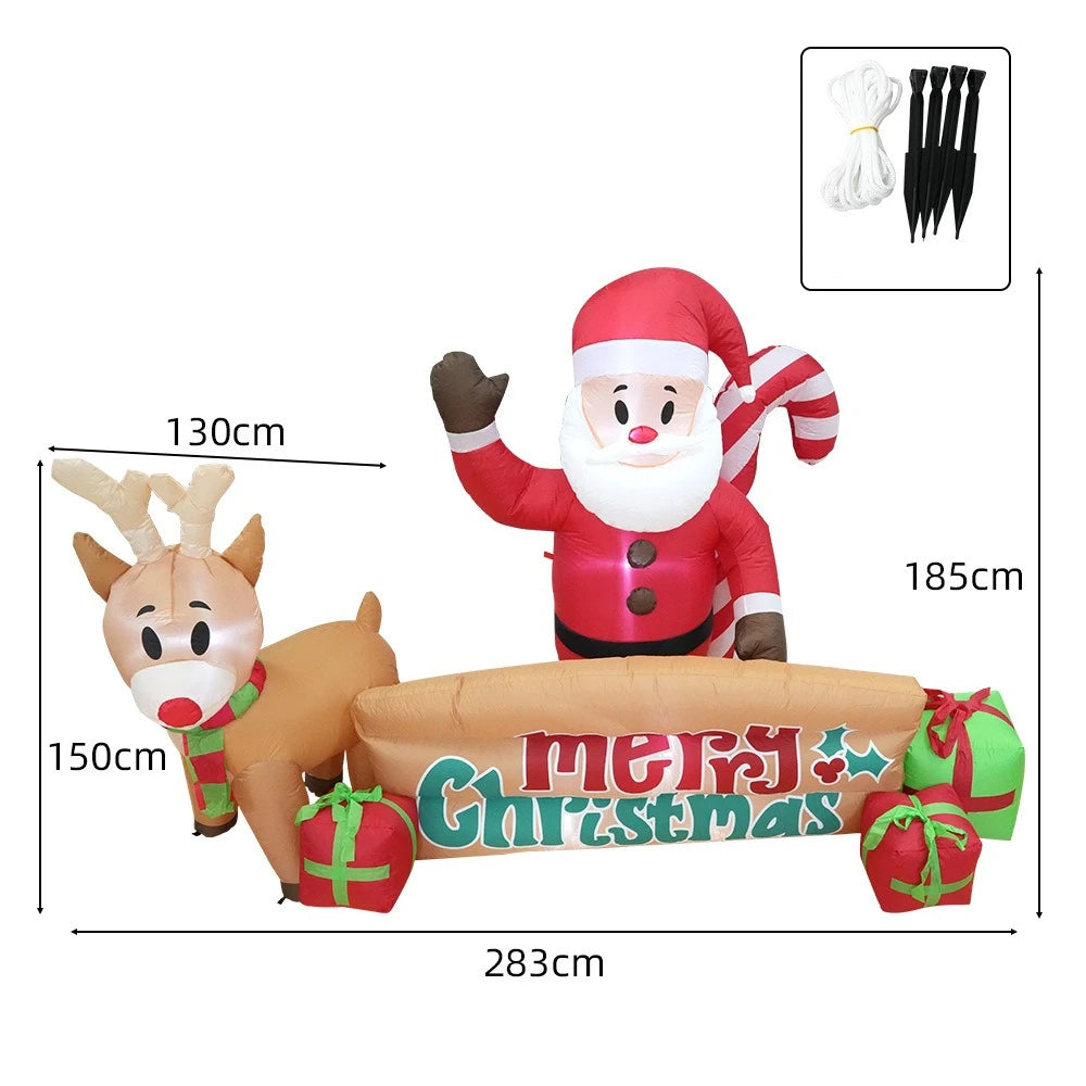 Outdoor Christmas Inflatable Santa Claus With Penguin Rides Motorcycle For Garden Yard Decor New Year Gift Xmas Navidad 2025