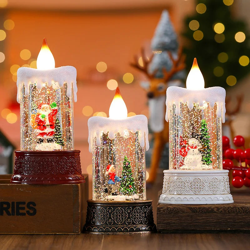 Christmas Light-Emitting Candle Light Creative Small Wind Light Night Light Decoration Christmas Children's Gift Window Decorati