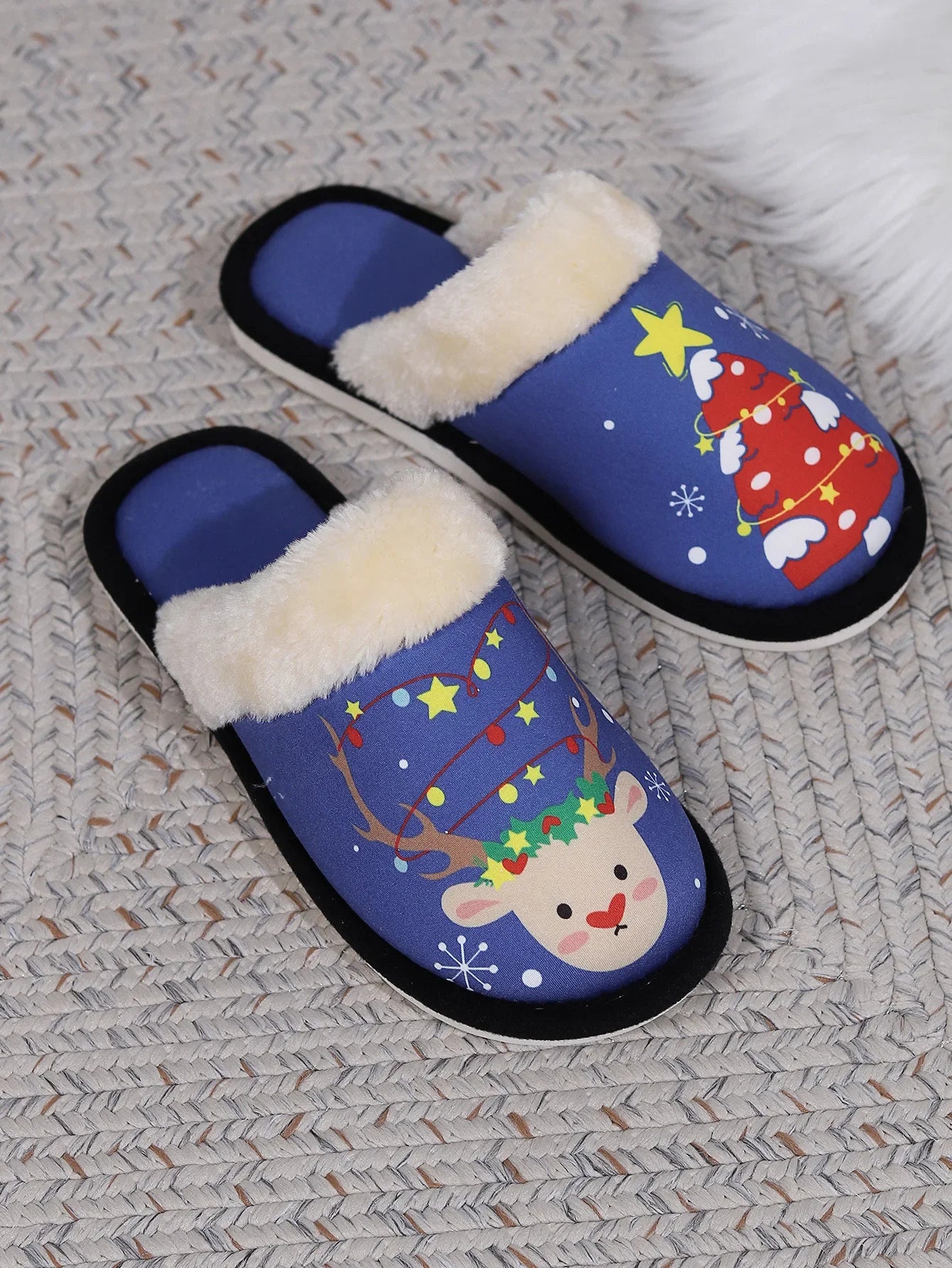 Christmas Slippers 2023 Printing Home Men Women Couples Sandals Plush Casual Warm Shoes  Slippers Women Winter Zapatos De Mujer