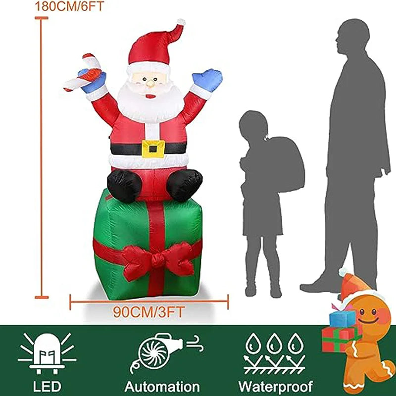 Santa Claus Stacking Gifts Christmas Decoration inflatable model Patio Props 1.8m Indoor and Outdoor Christmas Decoration Gifts