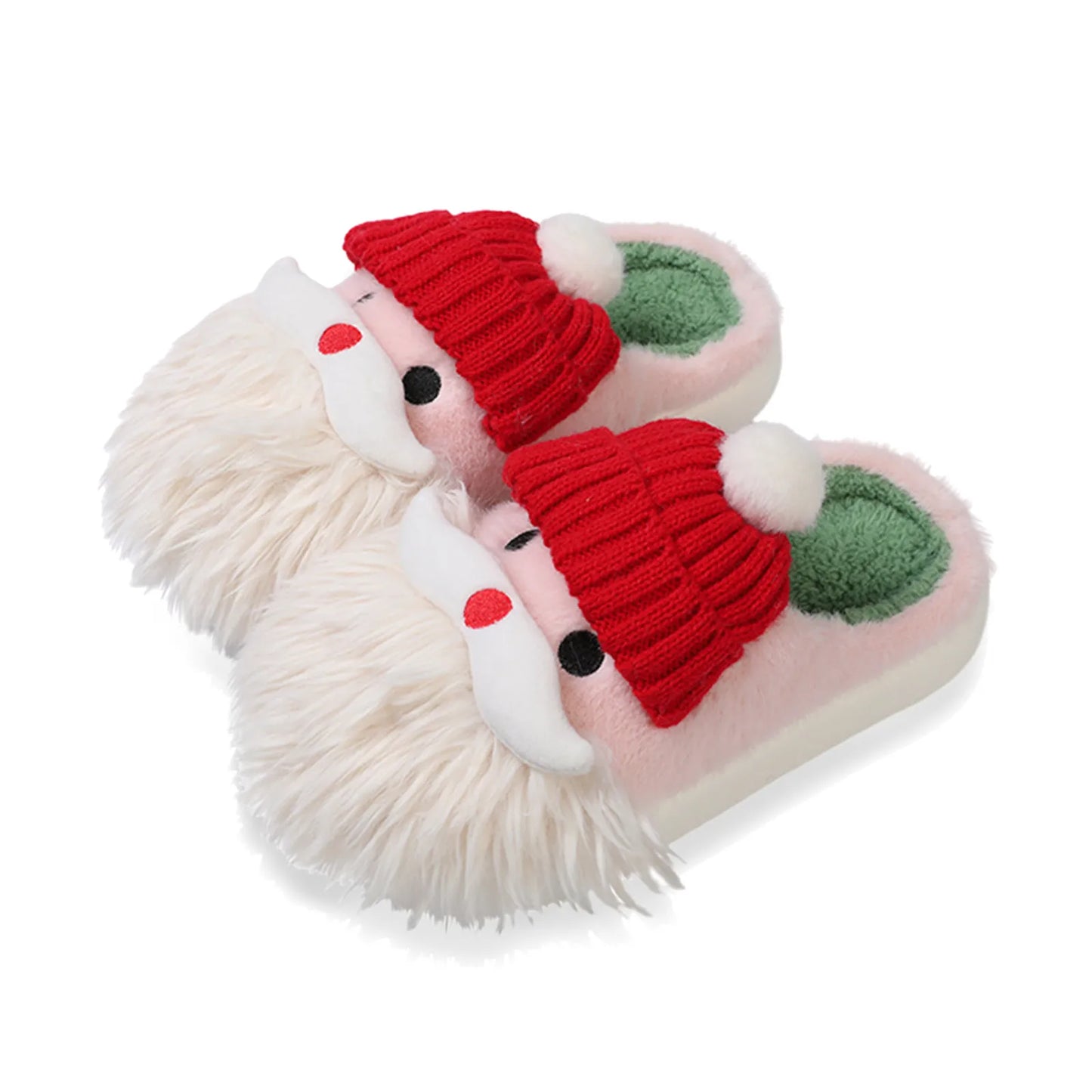 2024 New Christmas gifts Slippers Woman Cartoon Santa Claus Plush Warm Winter Indoor Shoes Cute Women's plush slippers home