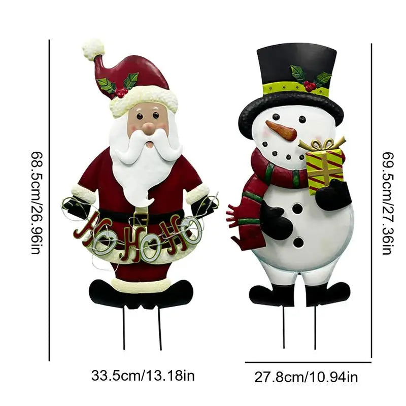 Santa Claus Garden Decoration Christmas Snowman Stakes Metal Outside Santa Claus Snowman Decorations For Home Garden Patio Yard