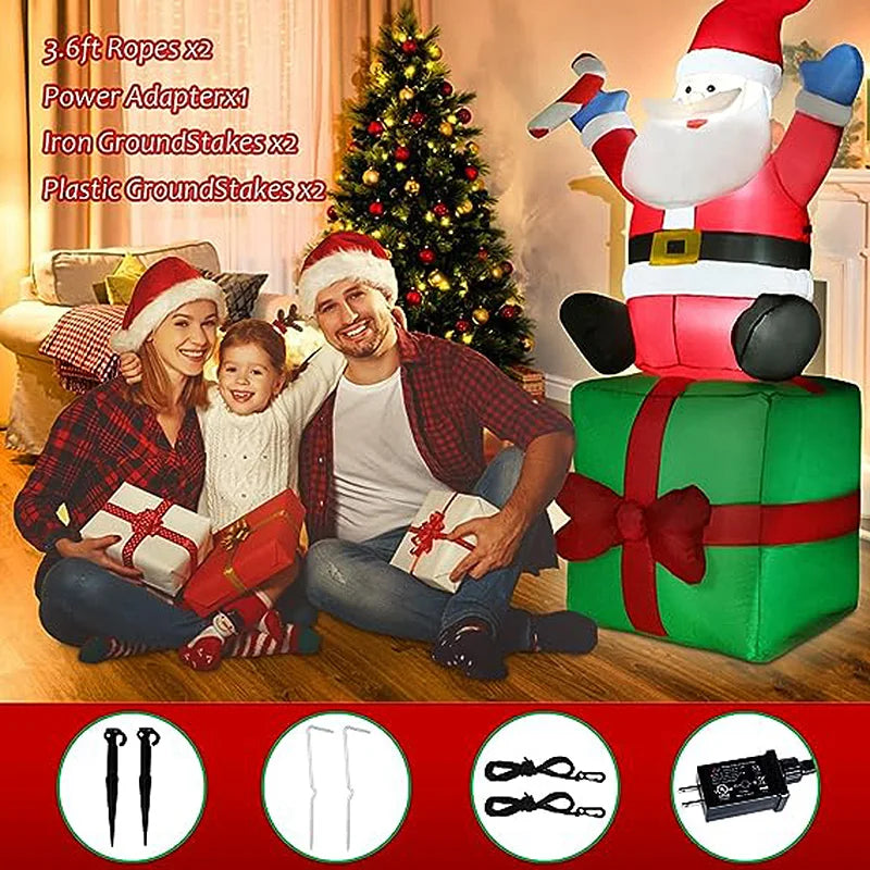 Santa Claus Stacking Gifts Christmas Decoration inflatable model Patio Props 1.8m Indoor and Outdoor Christmas Decoration Gifts