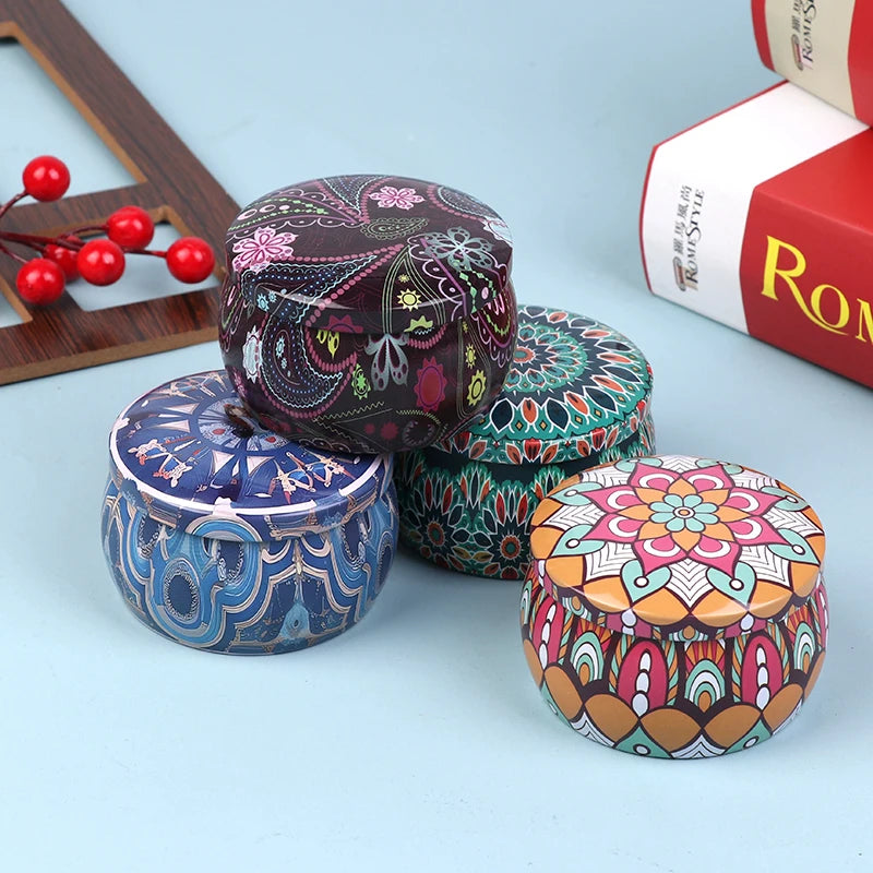 Vintage Candle Tin Can Candy Cookie Storage Box Dry Spice Storage Jar Suitable DIY Candle Cosmetic Ointment Making Christmas