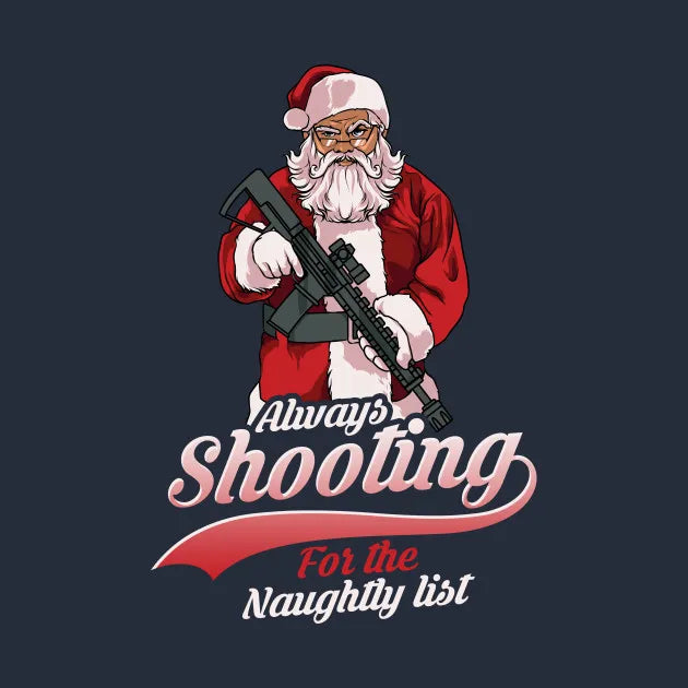 Funny Santa Claus Shooter Gun Christmas Gift T-Shirt New 100% Cotton O-Neck Summer Short Sleeve Casual Mens T-shirt Size S-3XL