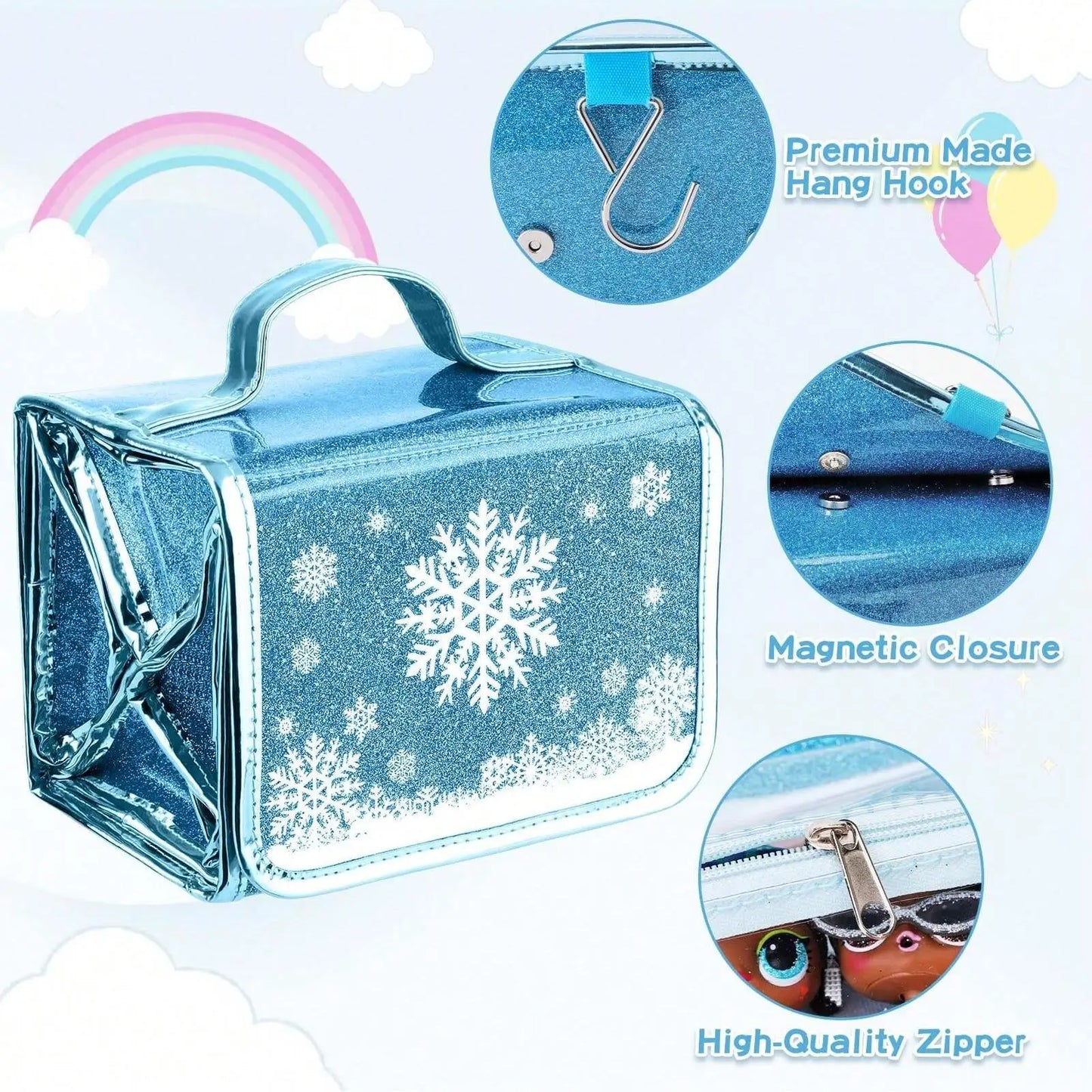 Snowflake Toy Storage Bag For LOL Surprise Dolls Portable Doll Organizer Bag For Girls Doll Display Case Christmas New year Gift