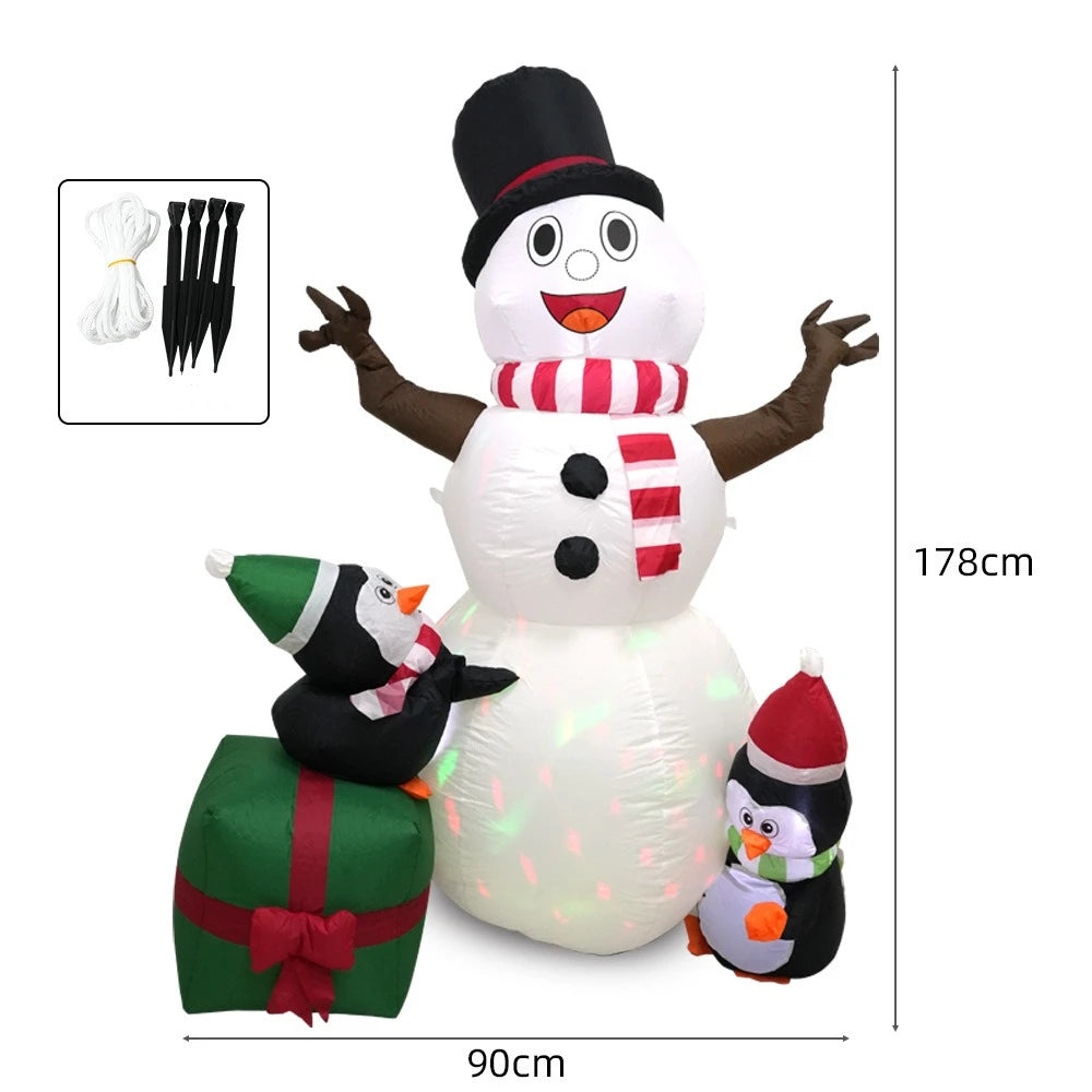 Outdoor Christmas Inflatable Santa Claus With Penguin Rides Motorcycle For Garden Yard Decor New Year Gift Xmas Navidad 2025