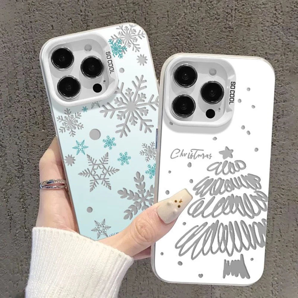 Luxury Bling Snowflakes Christmas Phone Case For Tecno Spark Go 30C 20 10 Pova 6 Camon 20 15 itel P36 S23 Pro 4G 5G Matte Cover