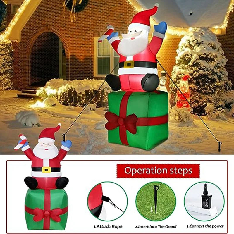 Santa Claus Stacking Gifts Christmas Decoration inflatable model Patio Props 1.8m Indoor and Outdoor Christmas Decoration Gifts