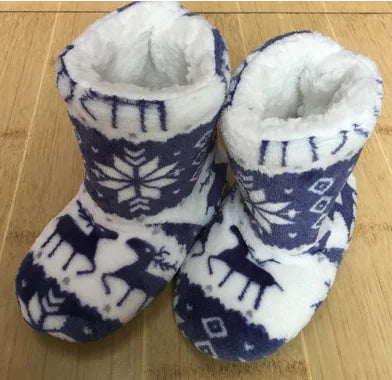 Winter Socks Shoes Woman Home Slippers Christmas Elk Indoor Shoes Warm Contton Slipper Plush Insole Anti-Skid Sole Shoes