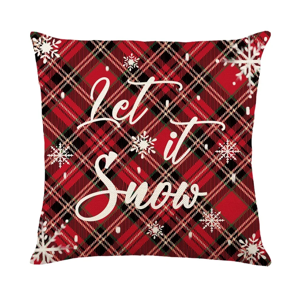 4Pack Christmas Decorations Pillow Covers Sofa Square Throw Pillow Cases Stamping Snowflake Waist Cushion Cover Home Bed Decor