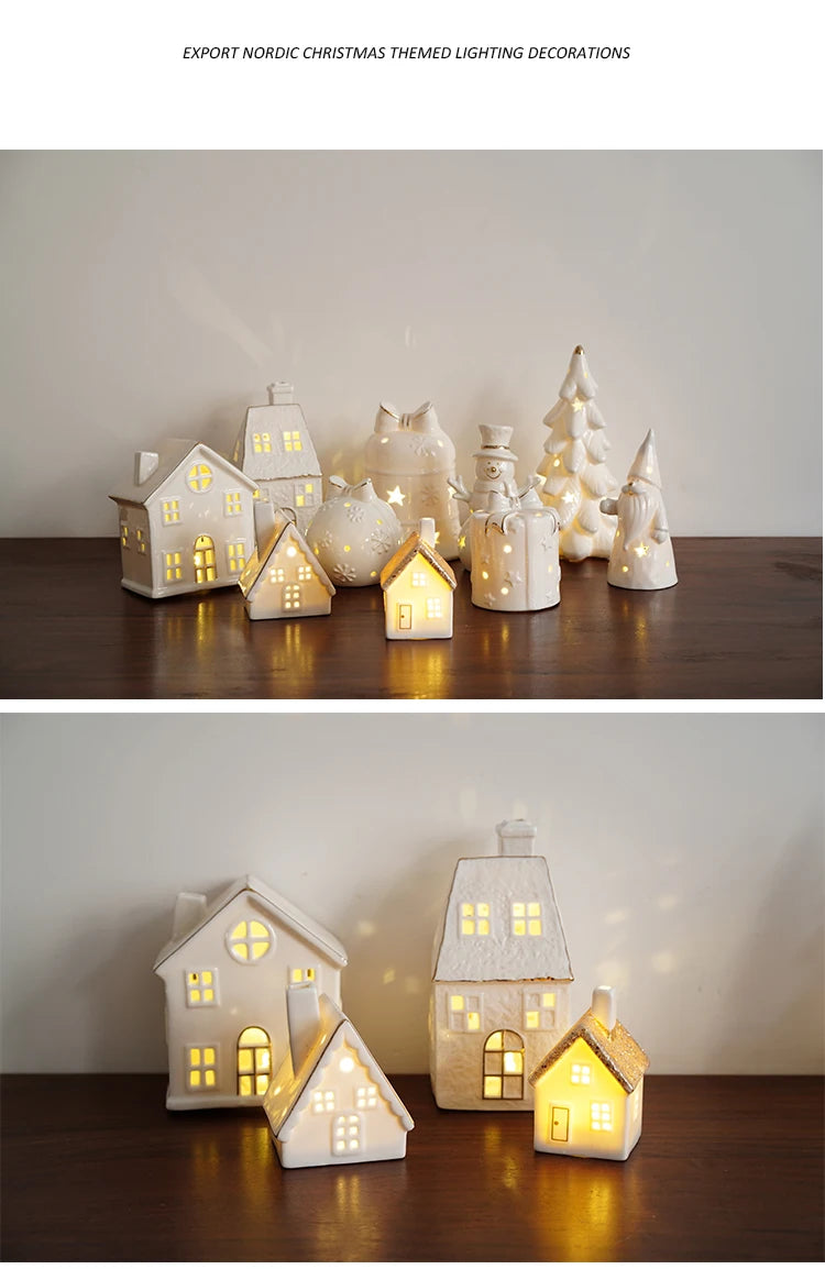 Gold Rimmed Hollowed Out Desktop Lamp Ornament Christmas Decorations Home Ambiance Candle Shades Household Ornaments