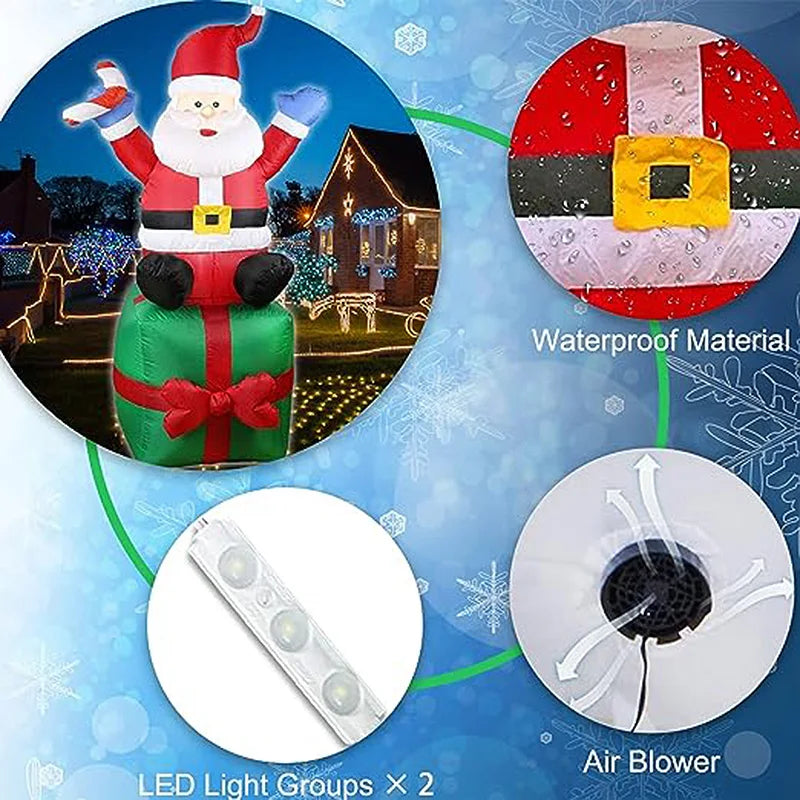 Santa Claus Stacking Gifts Christmas Decoration inflatable model Patio Props 1.8m Indoor and Outdoor Christmas Decoration Gifts